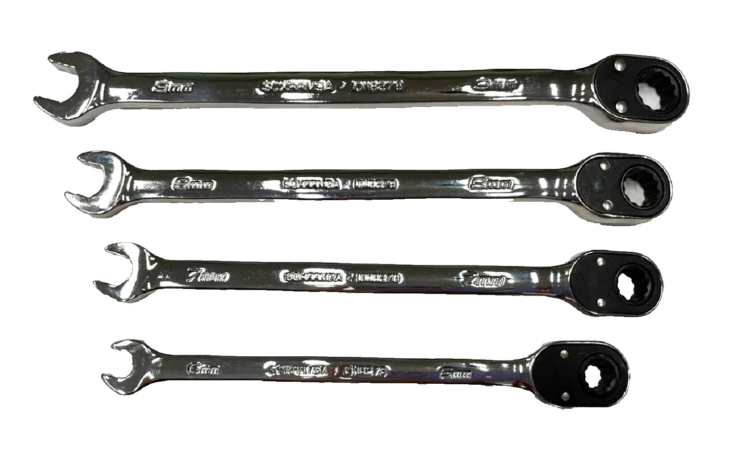 NEW Snap-on Tools Metric Reversible Ratcheting Wrench SET 4 PCS 6-9mm SOXRRM704A