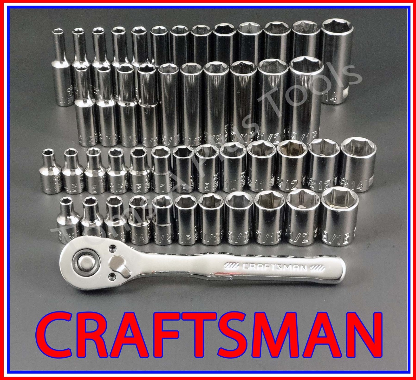 CRAFTSMAN 48pc Short Deep 1/4 SAE METRIC 6pt socket set with LOW Profile ratchet