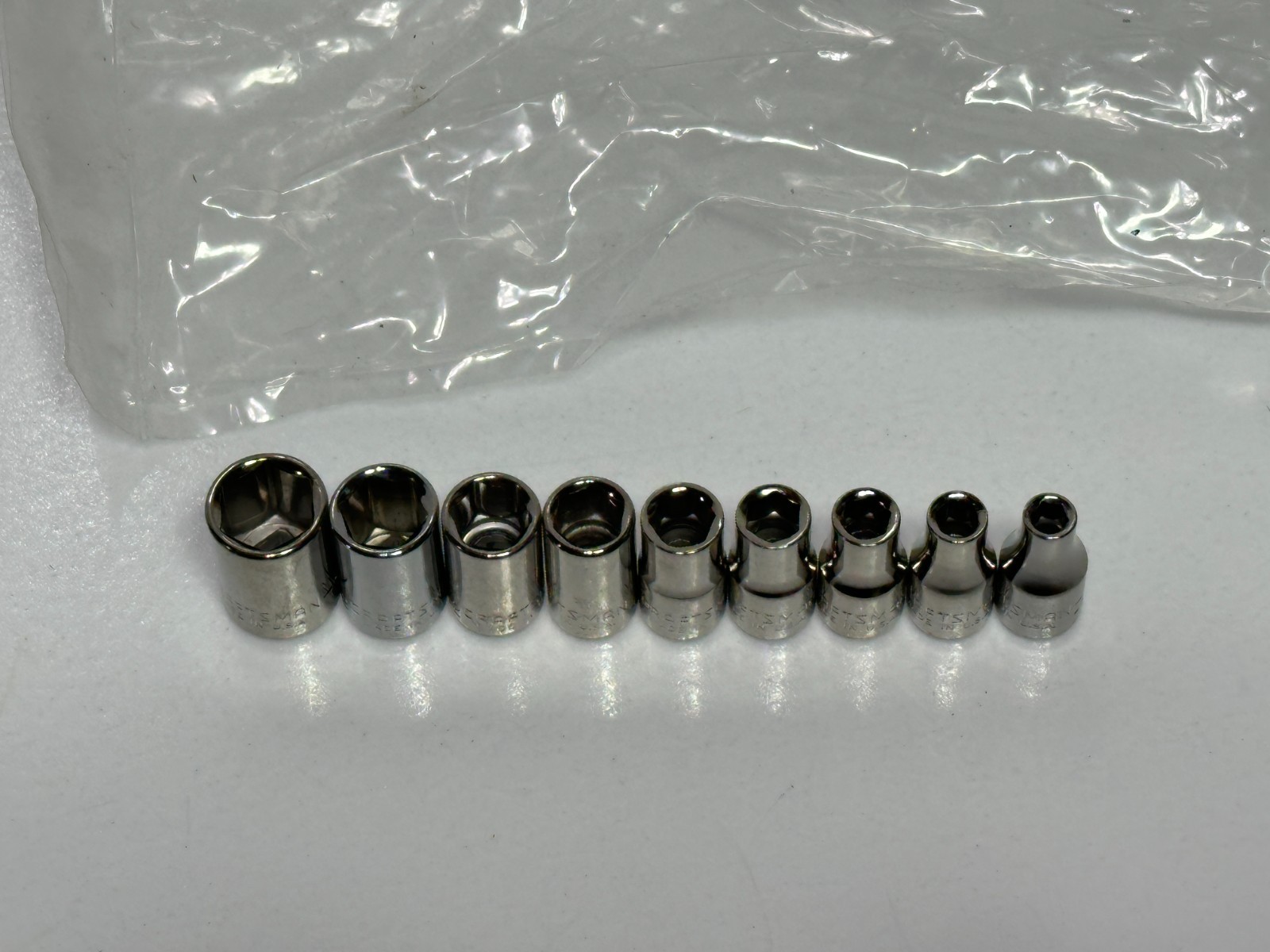 🇺🇸 Craftsman Tools USA G 9pc SAE 5/32-7/16″ Shallow Socket Set 1/4″ Drive, NOS