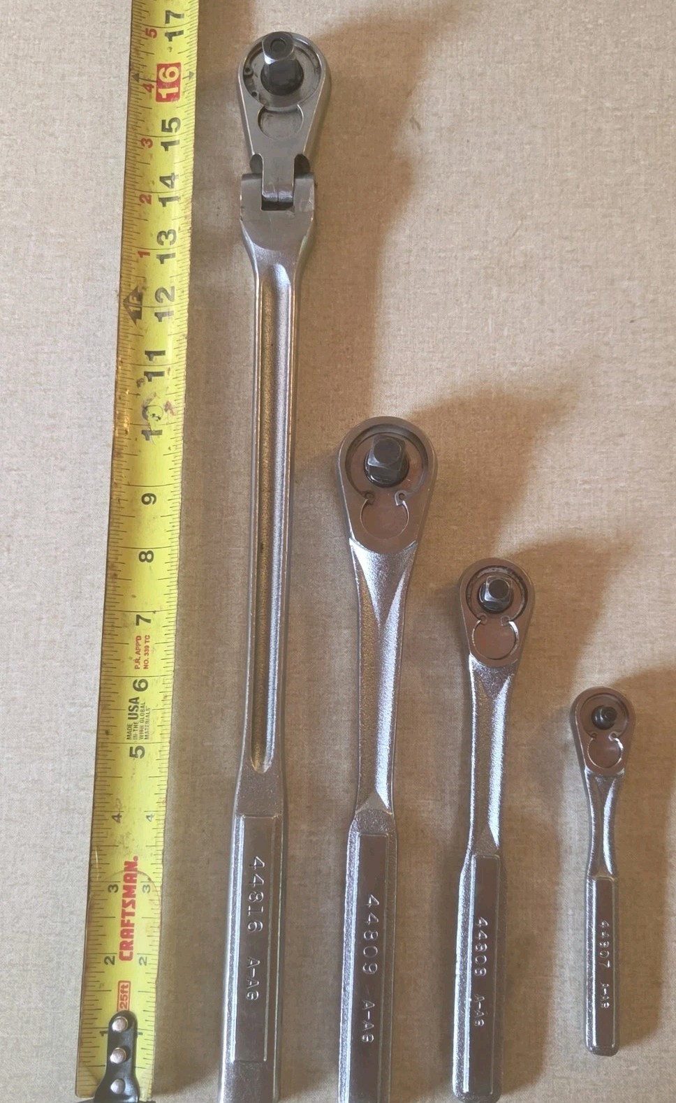 CRAFTSMAN 1/2” DRIVE FLEX RATCHET + 1/2″, 3/8″ And 1/4″ Ratchets A-AG