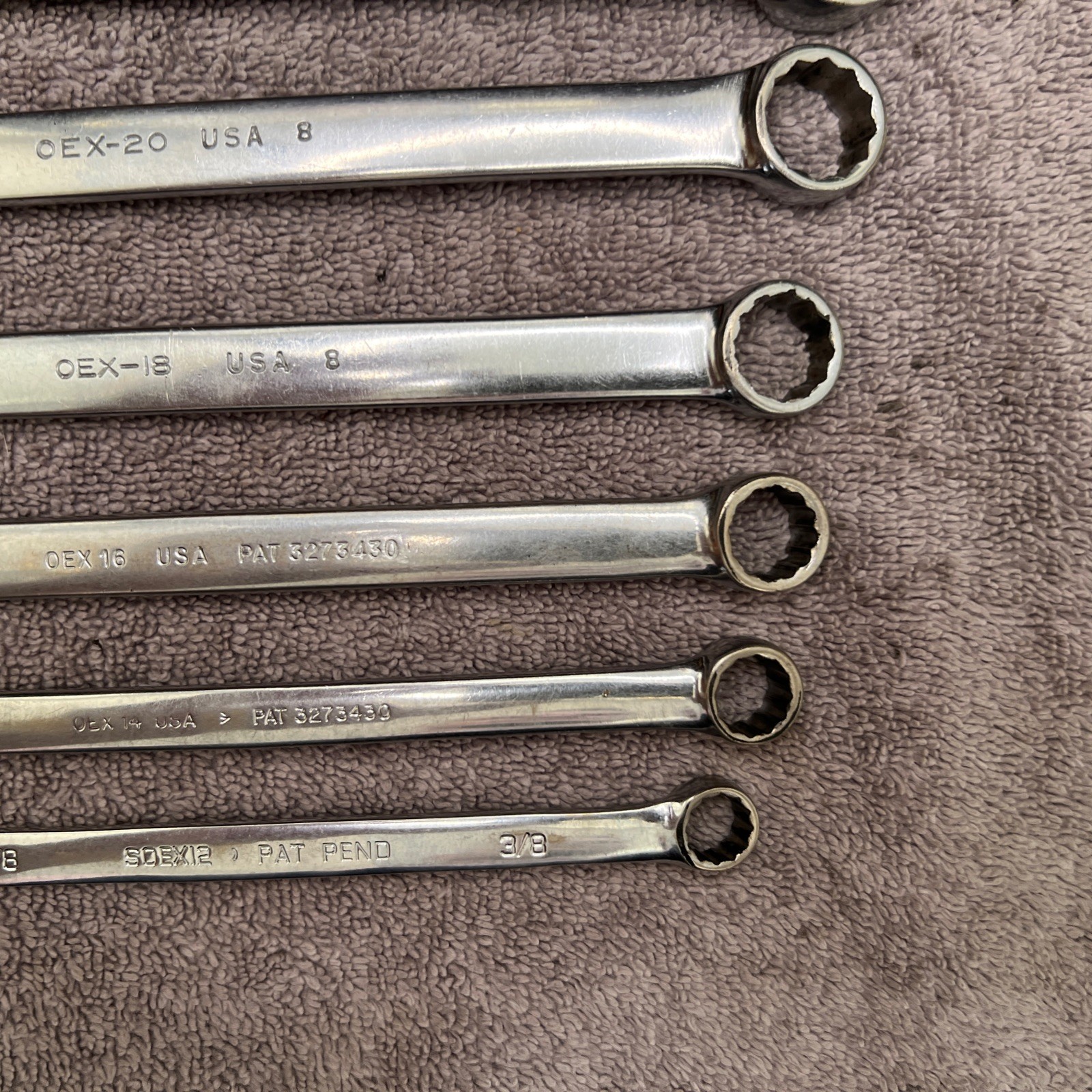 Snap-On Tools USA 7pc 3/8-3/4” (SOEX12-OEX24) Chrome Combination Wrench 12 Point