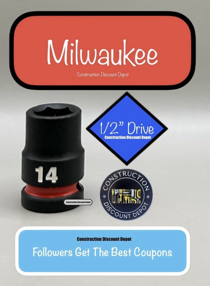 Milwaukee 49-66-6246 SHOCKWAVE Impact Duty 1/2 Drive 14MM Standard Socket 14 mm