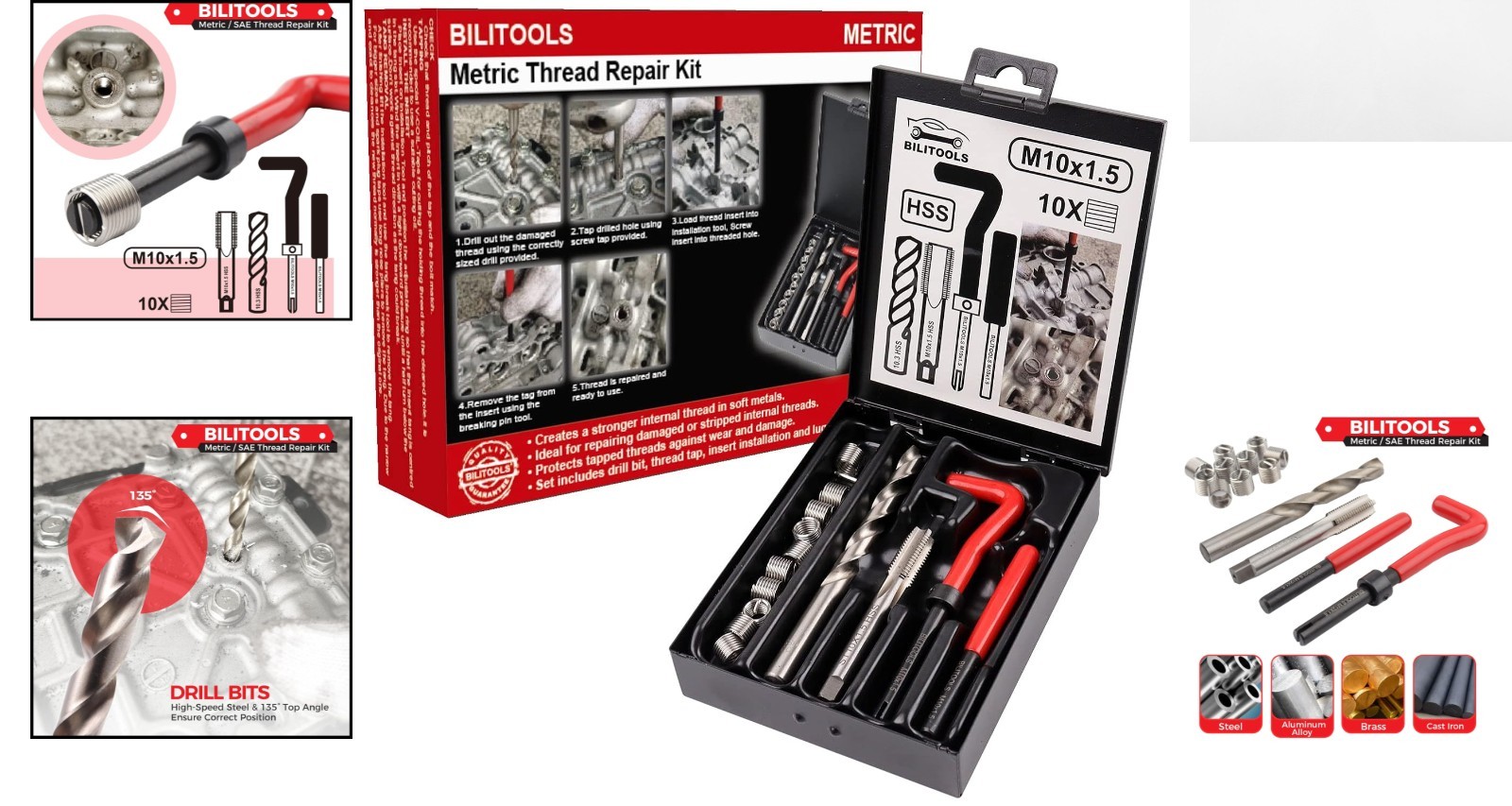 Complete M10x1.5 Thread Repair Kit with Tools & Storage Case for Easy Transport