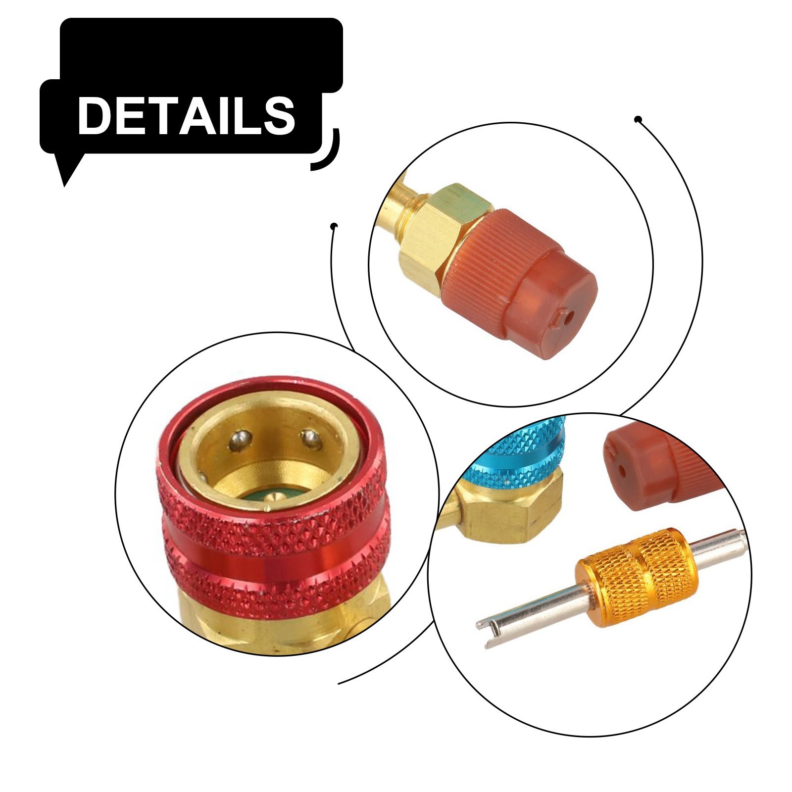 90 Degree Side Quick Coupler Adapter Kit Brass for R1234YF to For R134A Systems