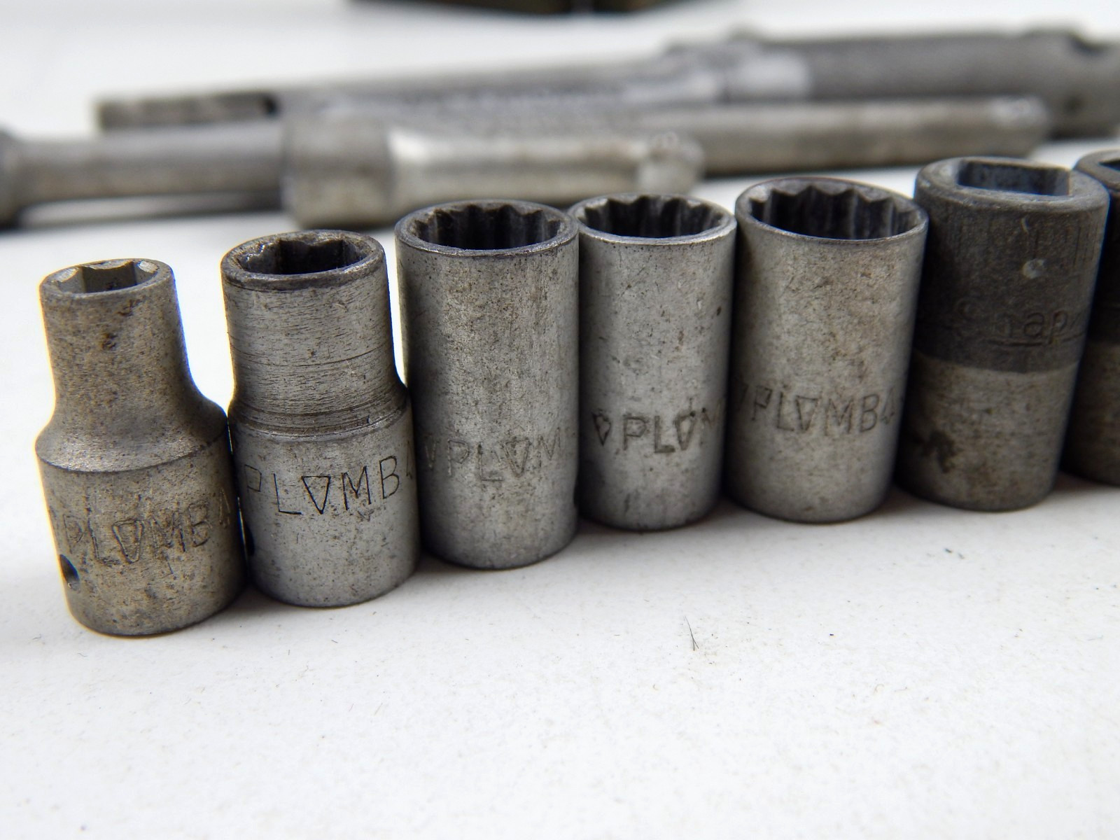 Vintage PLVMB Plomb Proto 1/4″ Drive SAE WWII Socket Set – Some Snap On SK Case