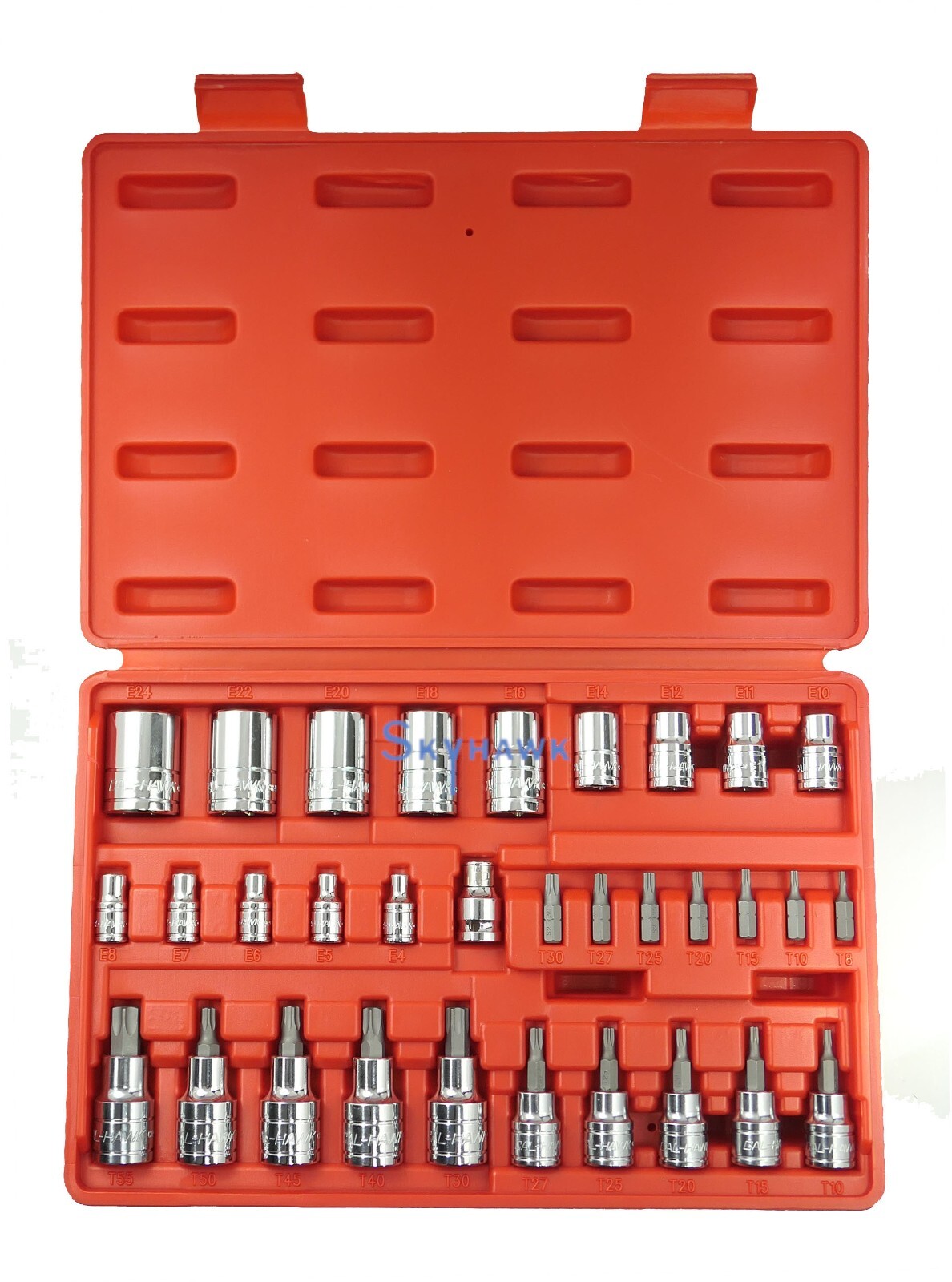 32pc 1/4″, 3/8″ & 1/2″ DR E-TORX STAR SOCKET SET & BIT MALE FEMALE E & T SOCKET