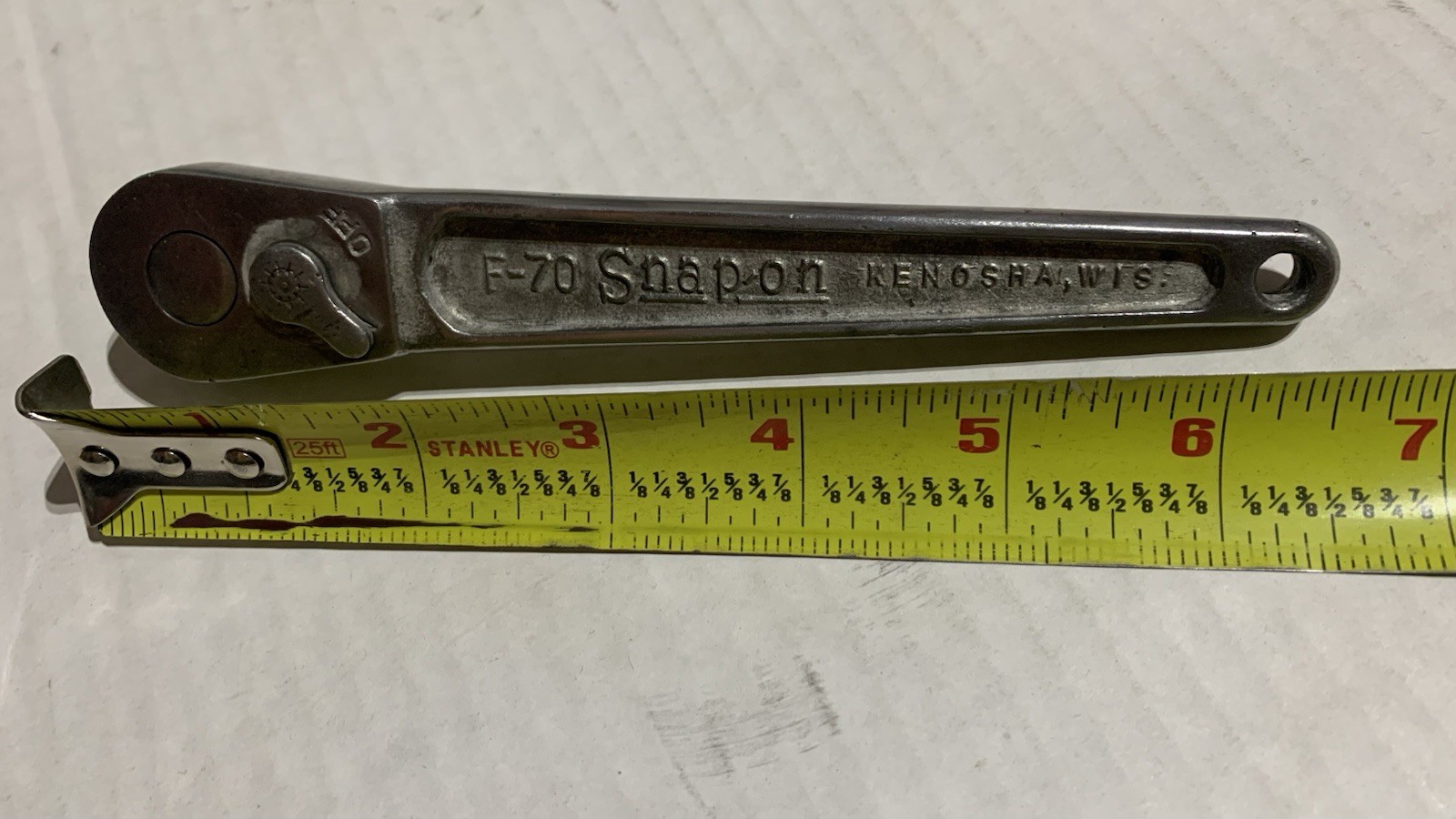 Snap On USA F70 RARE 1931 Model Year 3/8” Drive Ratchet With Flat Wide Lever