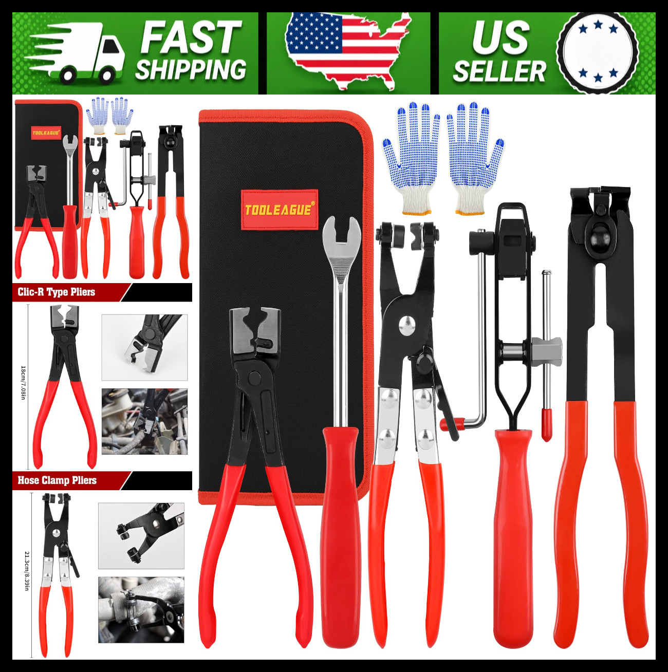 CV Boot Clamp Pliers Set 5-Piece with Storage Bag for Car ATV UTV