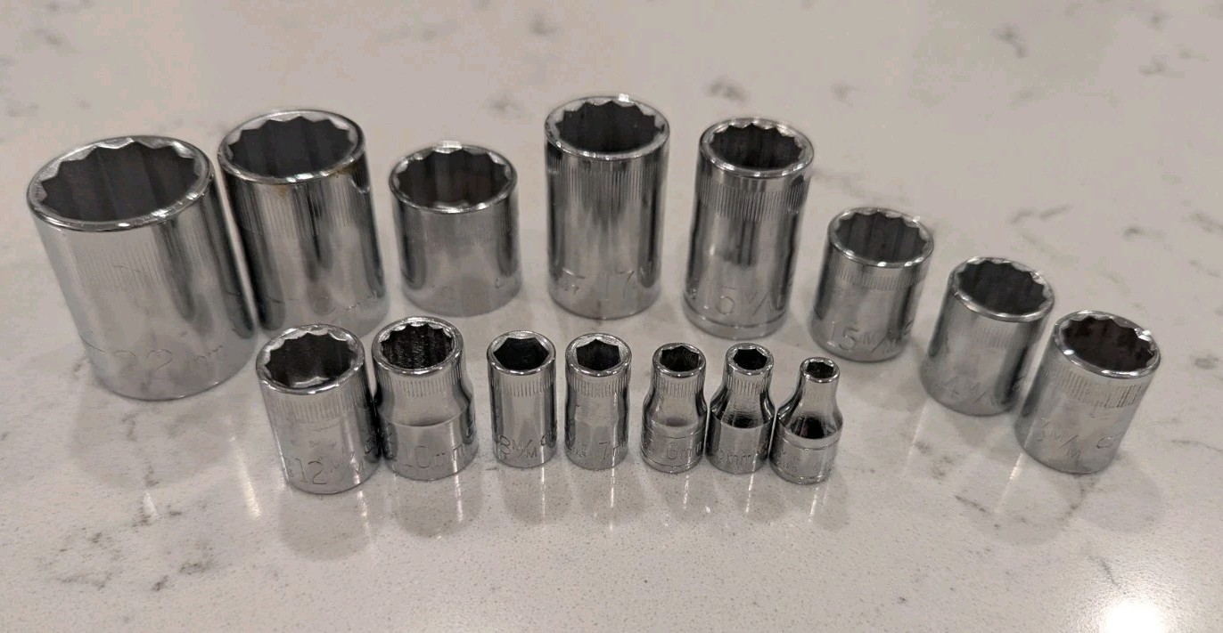 15 x Craftsman USA Ratchet Sockets G VV V Series 4-22mm Metric 44239 44238 43505