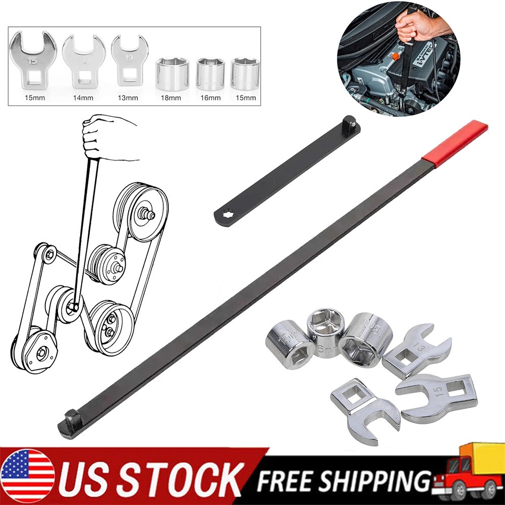 Universal Serpentine Belt Tool Kit 3/8″ 1/2″ Drive Belt Adjust Tightener Wrench