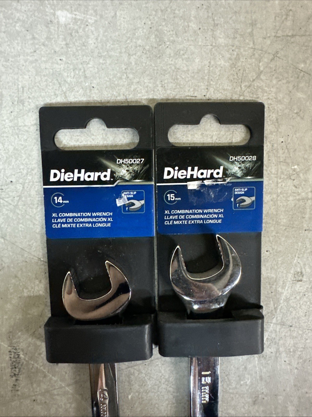 NEW DieHard XL Combination Wrench 2pc 14mm DH50027 & 15mm DH50028