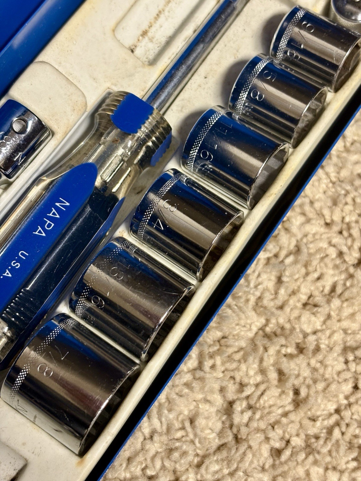 NAPA 3/8″ 1/4″ Socket Set USA Metal Case – Incomplete / See Pics