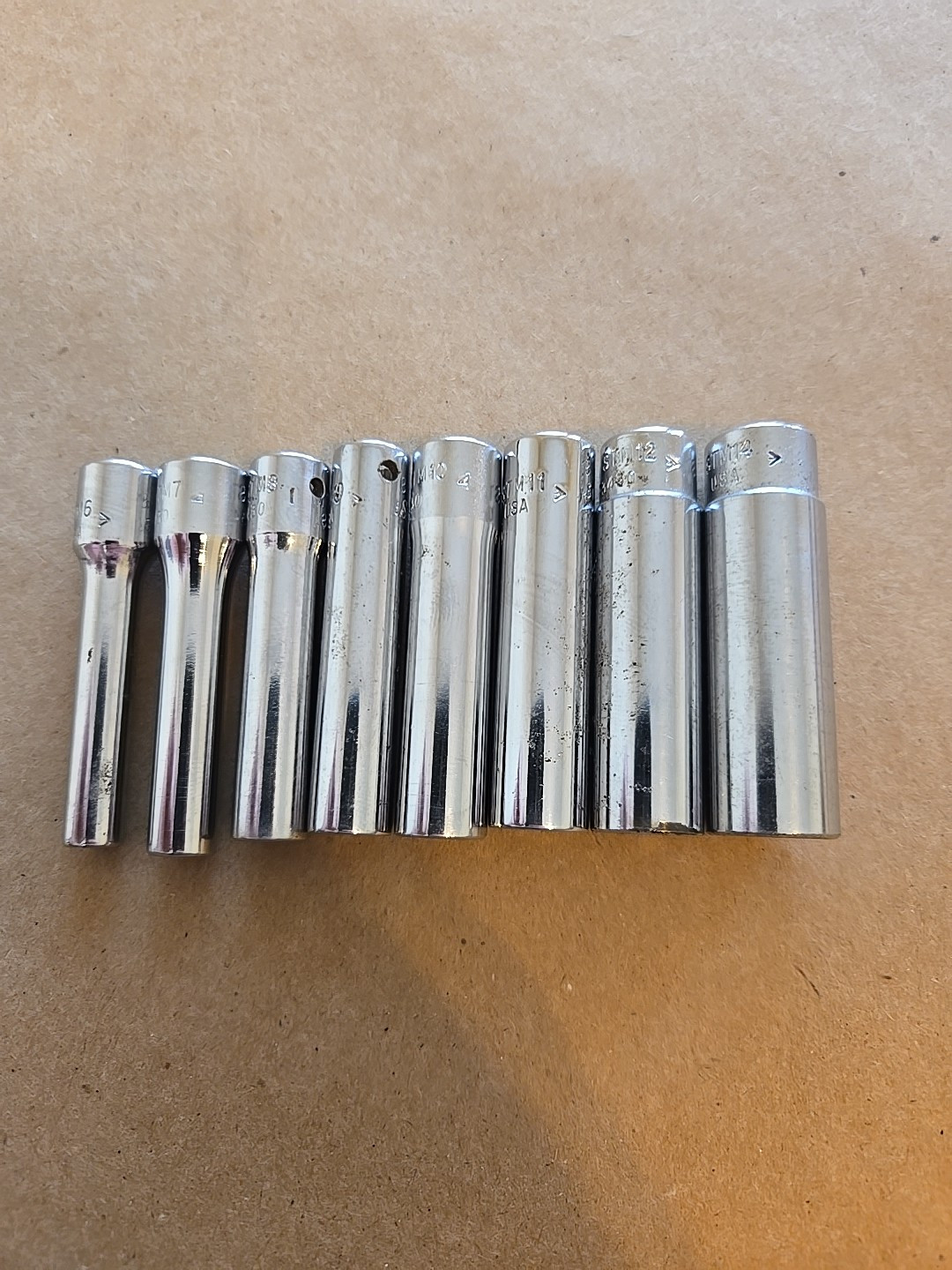 Snap On 1/4″ Drive 3/16″-7/16″ 6PT SAE Deep Chrome Sockets With Rack Lot Of 8