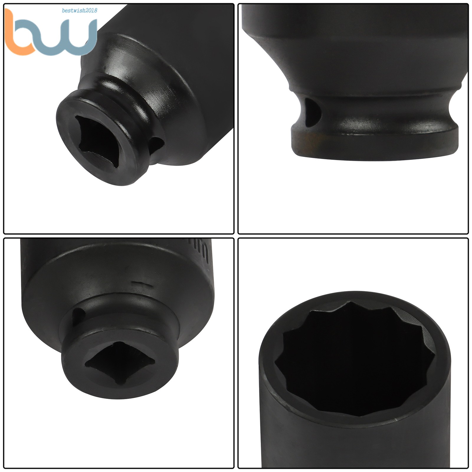 1/2-Inch Drive Deep Spindle Axle Nut Impact Socket Set 29mm-39mm 12 Point