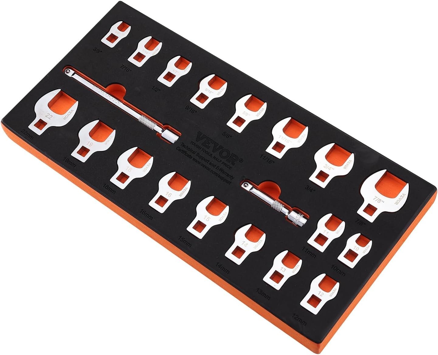 20-Piece Crowfoot Wrench Set – High-Strength 40Cr Steel with Organizer