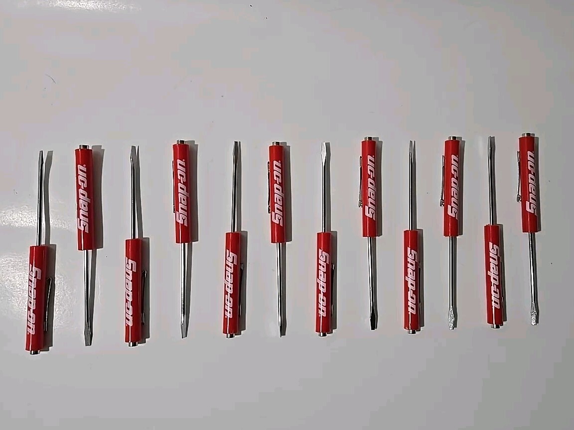 10 Snap on tools screwdrivers per order . red pocket screwdriver . magnet ends