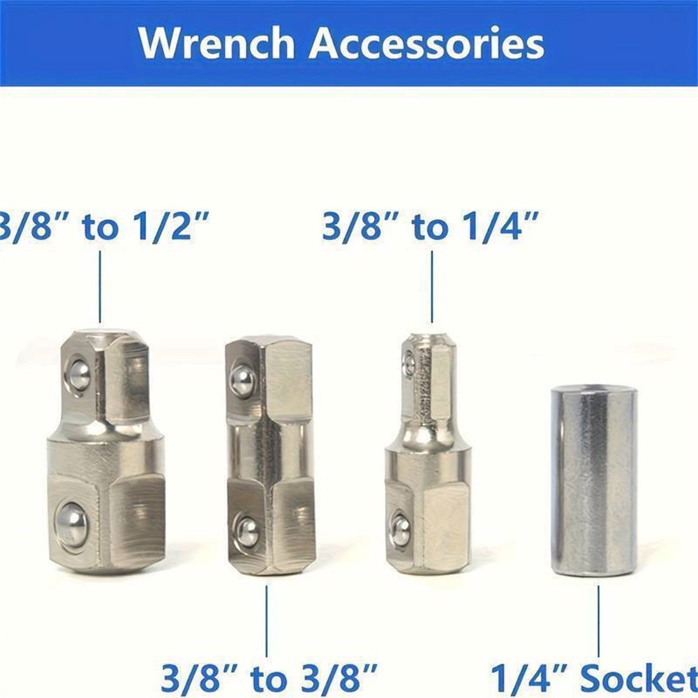 2X 3/8″ Spanner Offset Extension Wrench Set with Extender Adapter Ratchet Wrench