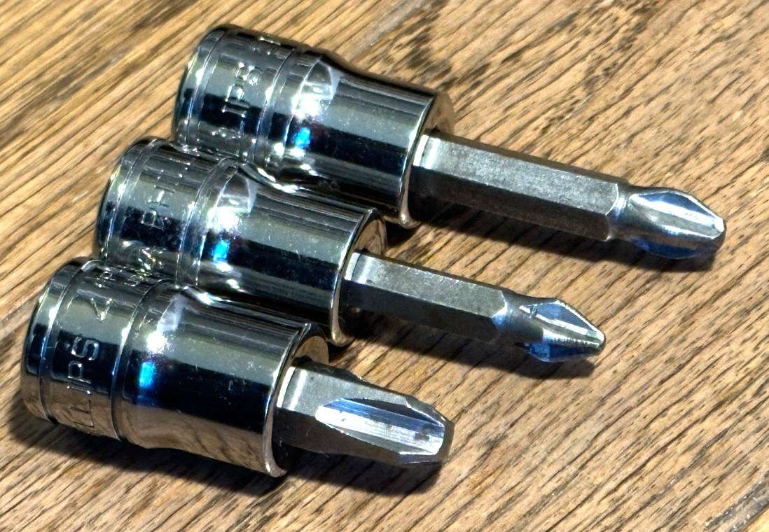 🇺🇸 Snap On Tool Phillips Tip Screwdriver Socket Bit Hand Impact Driver Set Lot