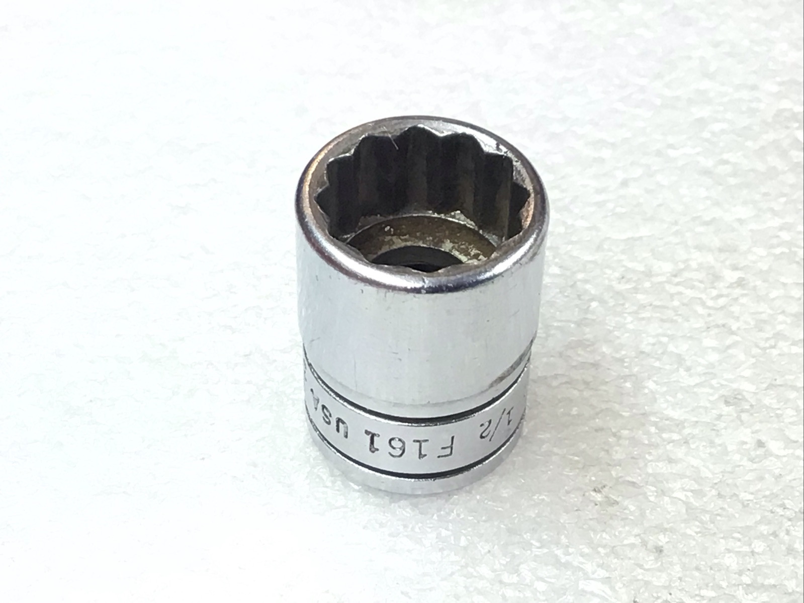 Snap On F161 – 1/2”, SAE, Chrome, 3/8″ Dr., 12-Pt., Shallow, Socket-USA-NICE-