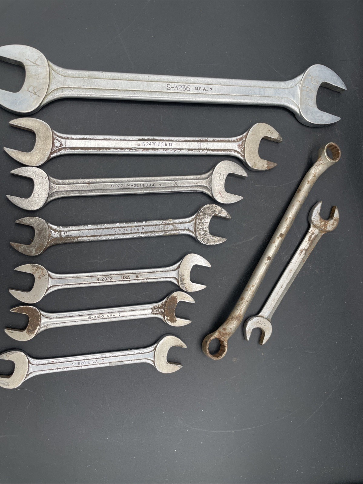 Vintage 9-Piece Blue-Point Supreme Wrench Lot Various Sizes Made in USA