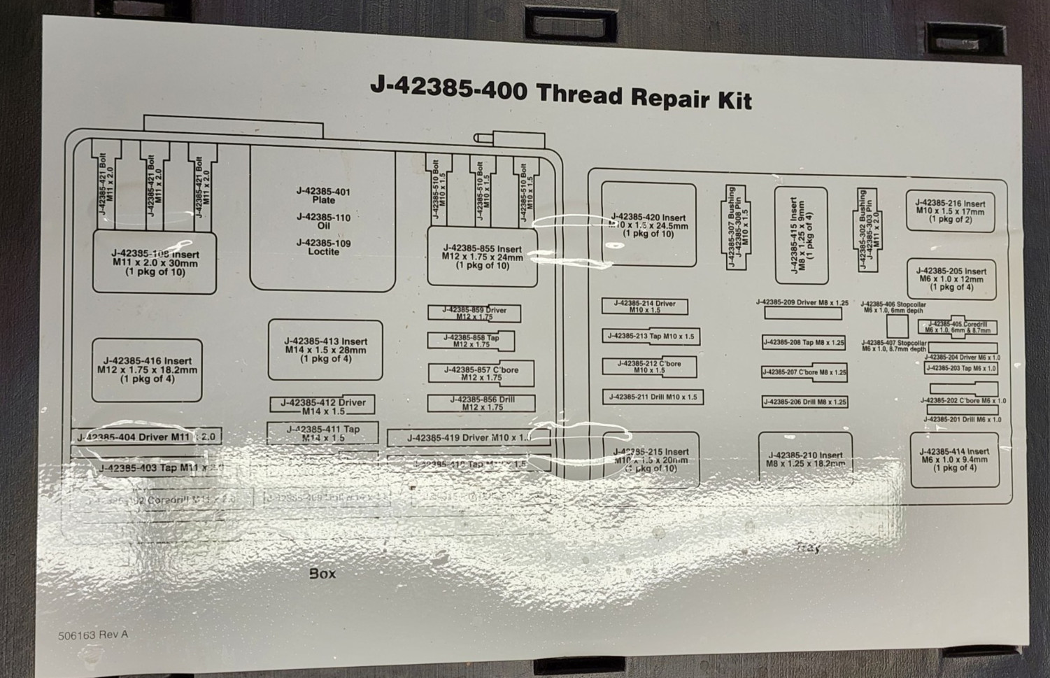 Kent Moore J-42385-400 Inline Engine Thread Repair Kit Time-Sert GM SPX Tool Kit