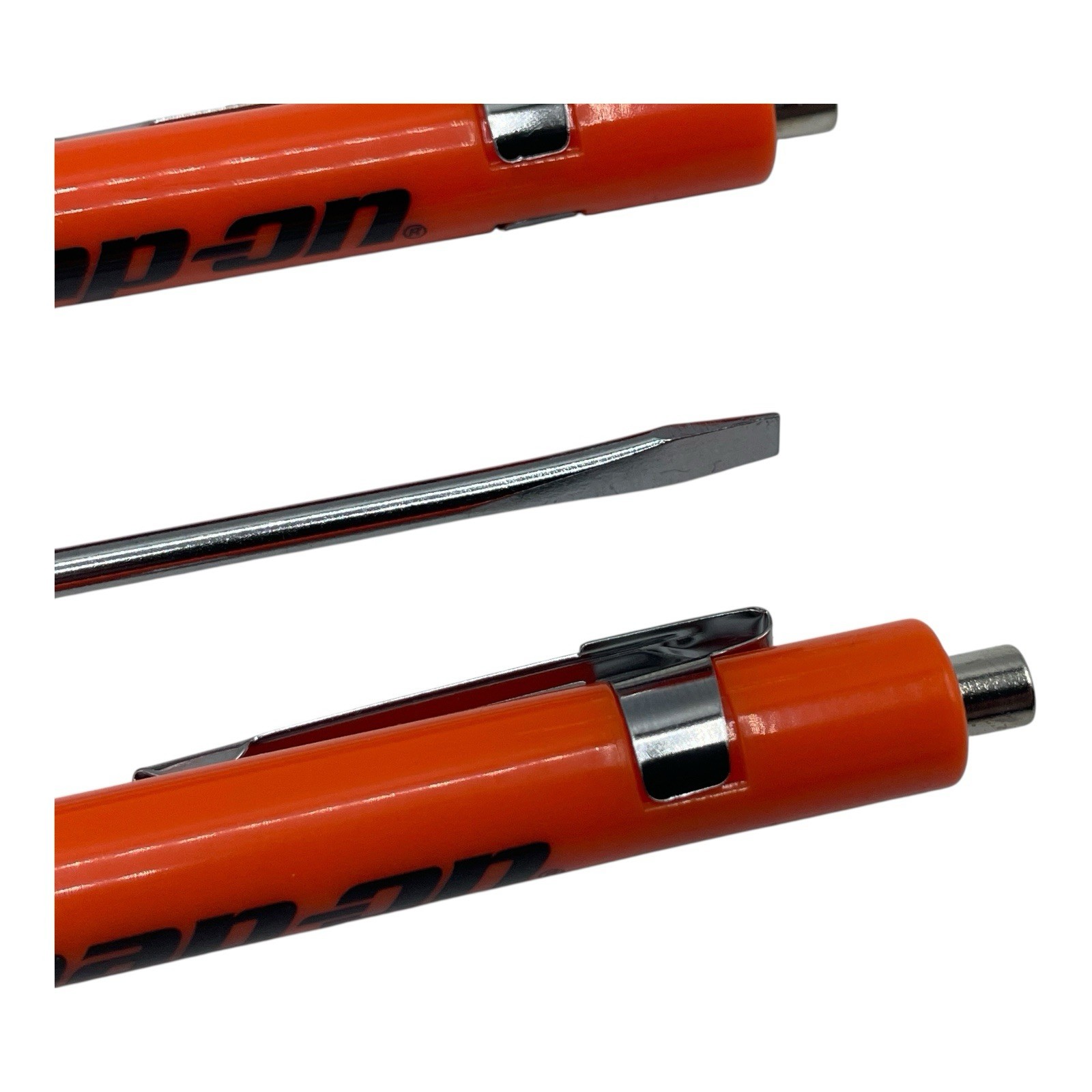 3 Pack Snap On Orange Pocket Screwdriver Flat Tip Blade and Magnetic End