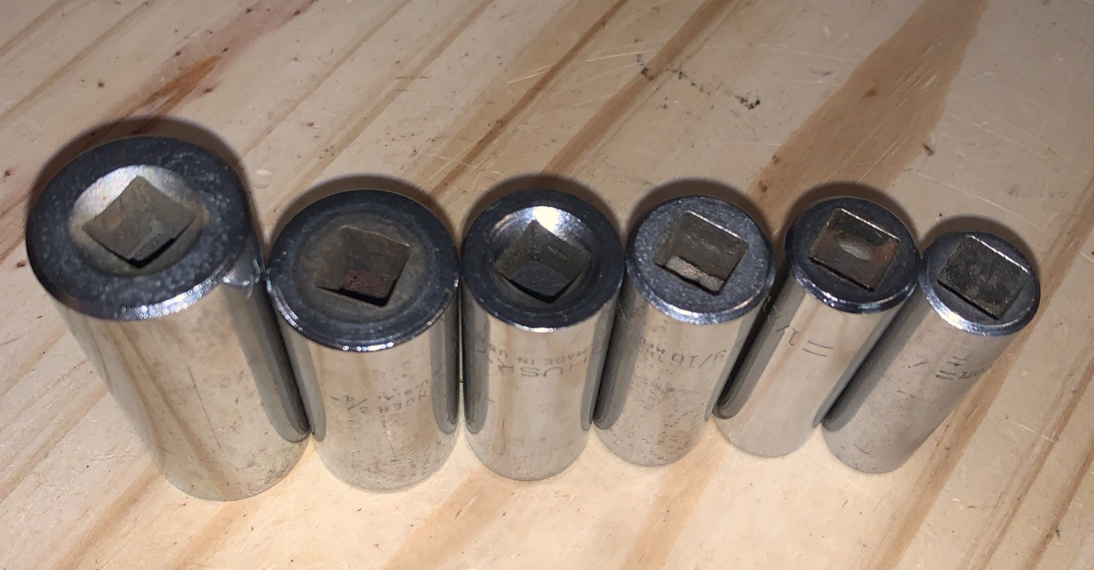 Vintage 6 Piece 3/8″ Drive SAE Deep Sockets Made In USA