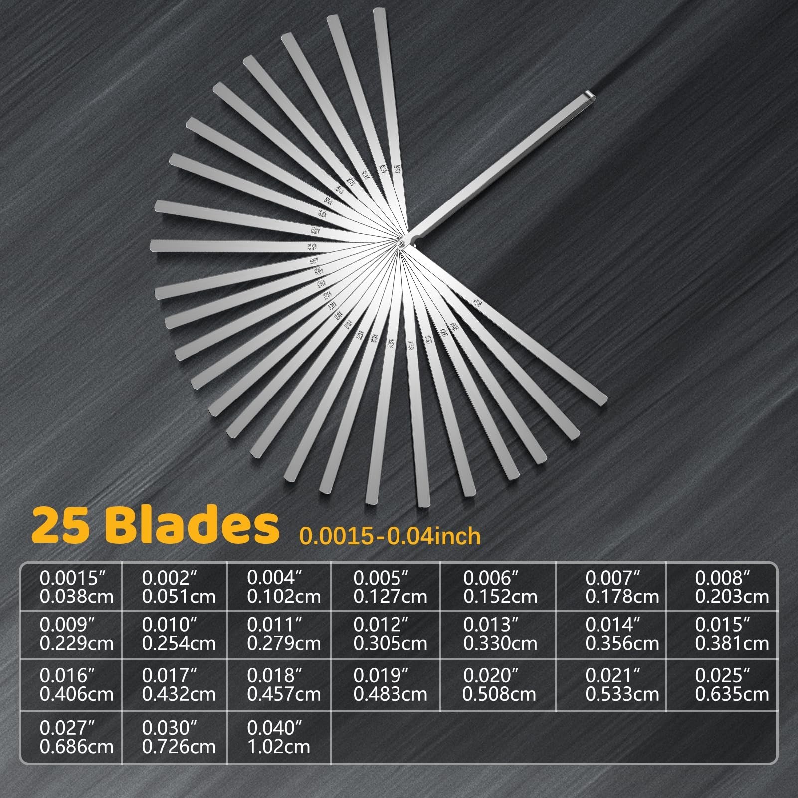 25 Blades Stainless Steel Feeler Gauge Tool – Metric & Imperial Gap Measurement