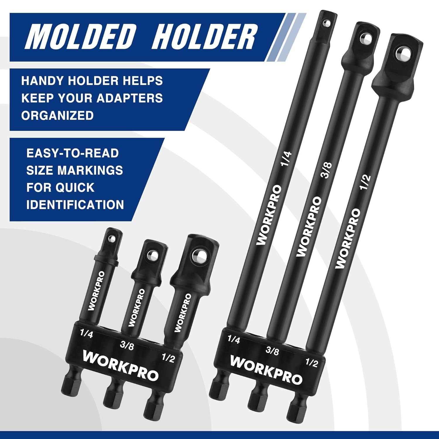 6-Piece Socket Adapter Extension Set, 1/4, 3/8, 1/2-Inch Drive, 1/4-Inch Hex …