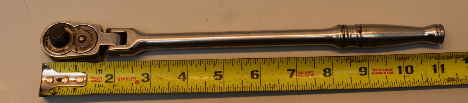 Snap On Vintage F731A Flex Head Ratchet 3/8” Drive 11” Long
