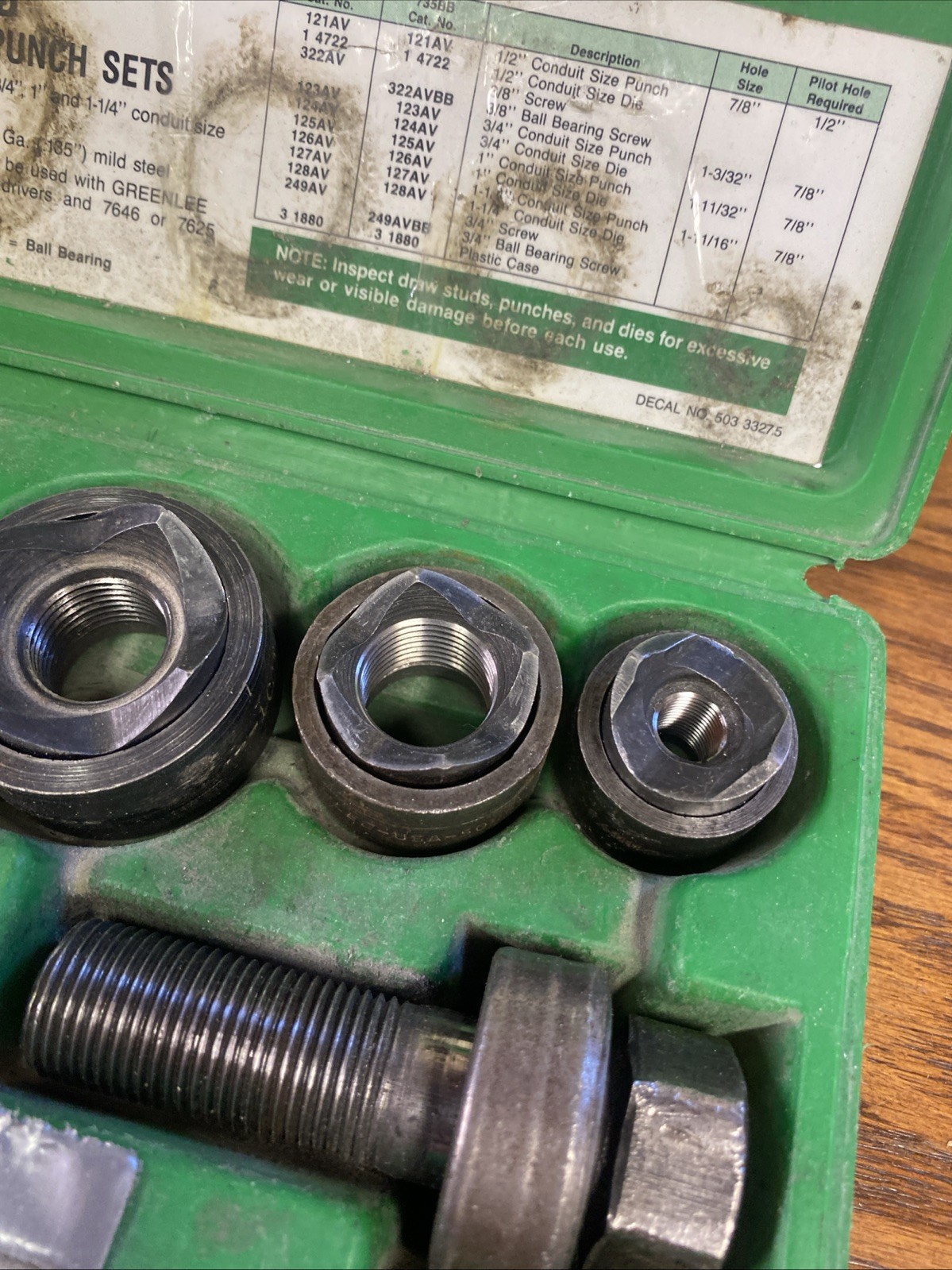 Greenlee Ball Bearing Knock Out Punch Tool Set 735BB