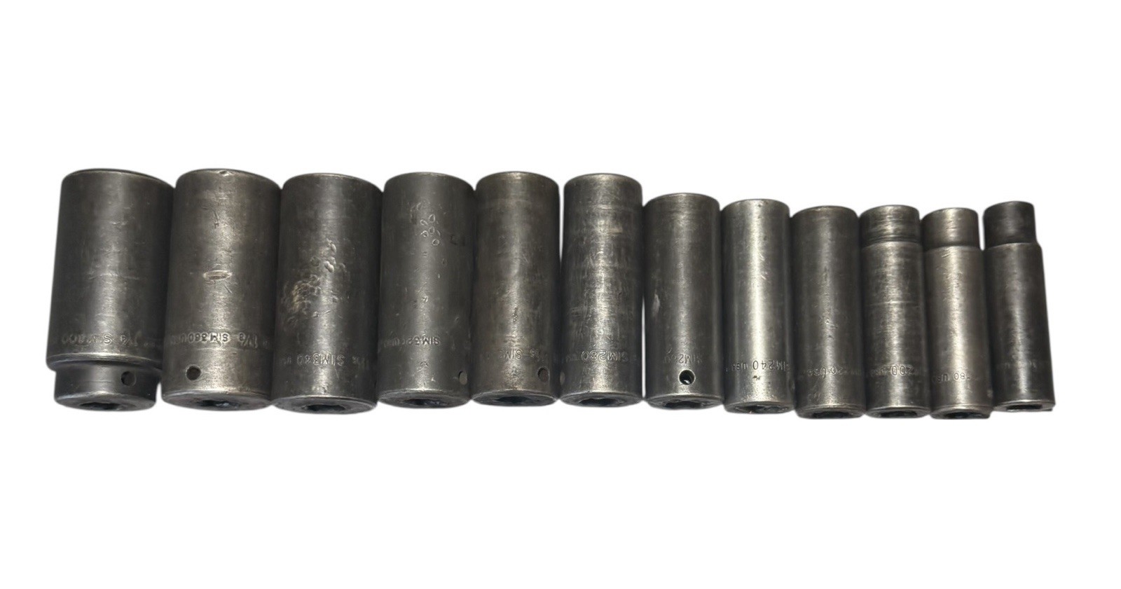 Snap On SIM 160-400 1/2″-1-1/4 1/2” Drive 6 point 12 Pc Set Deep Impact Socket