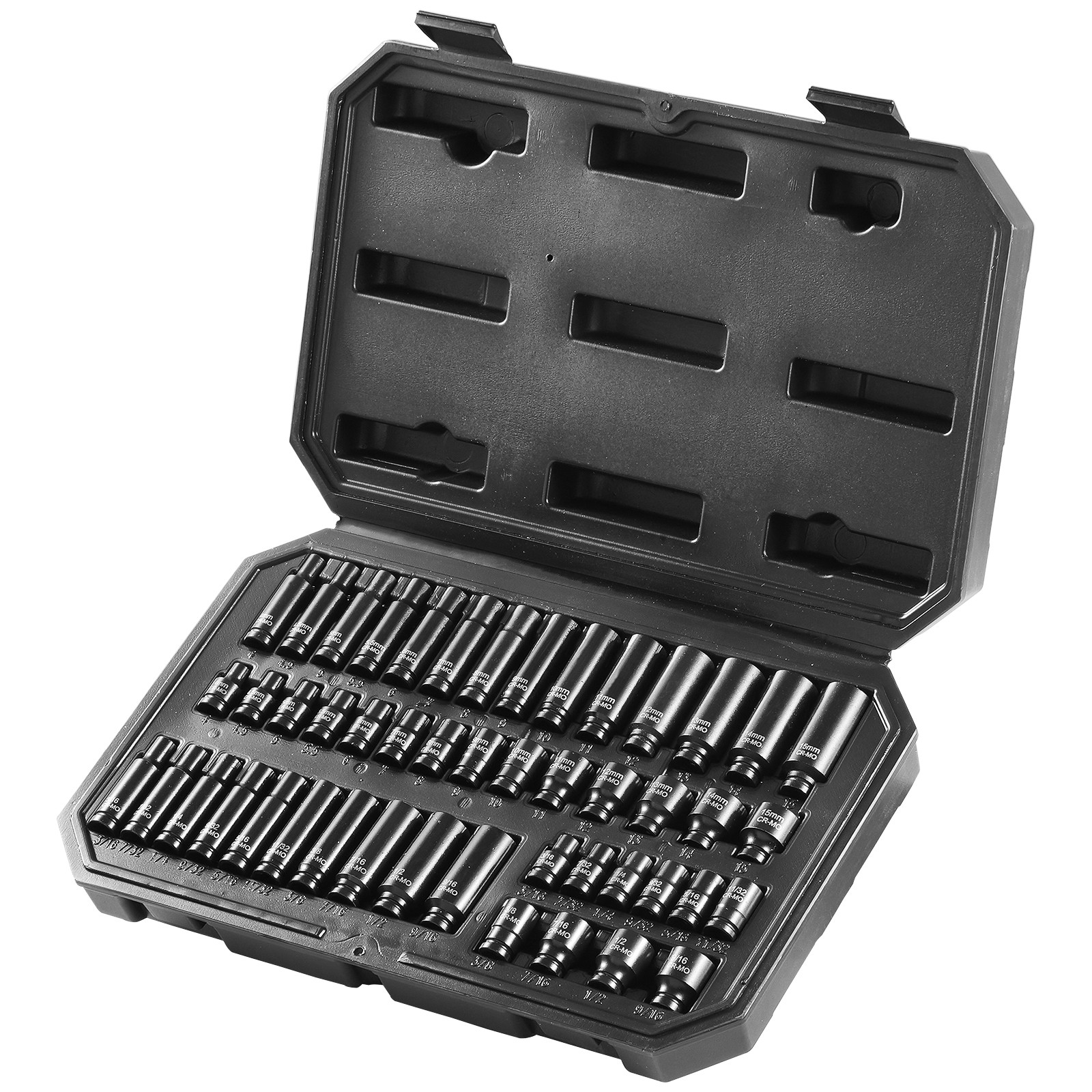 VEVOR Impact Sockets Set 48pcs 6-Point 1/4″ Drive Bit Ratchet Tool Kit Case