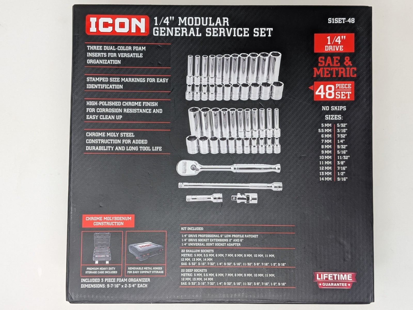 Icon Professional 1/4″ Drive SAE Metric Modular General Service Socket Set 70311