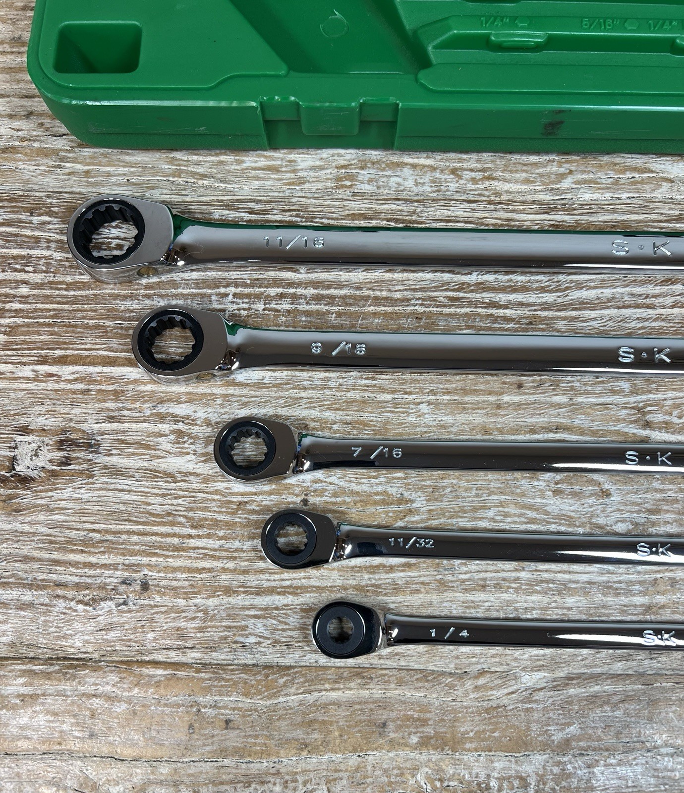 SK Tools 5pc 89250 XXL Long Spline SAE Box End Wrench Ratcheting 1/4 – 3/4” VG