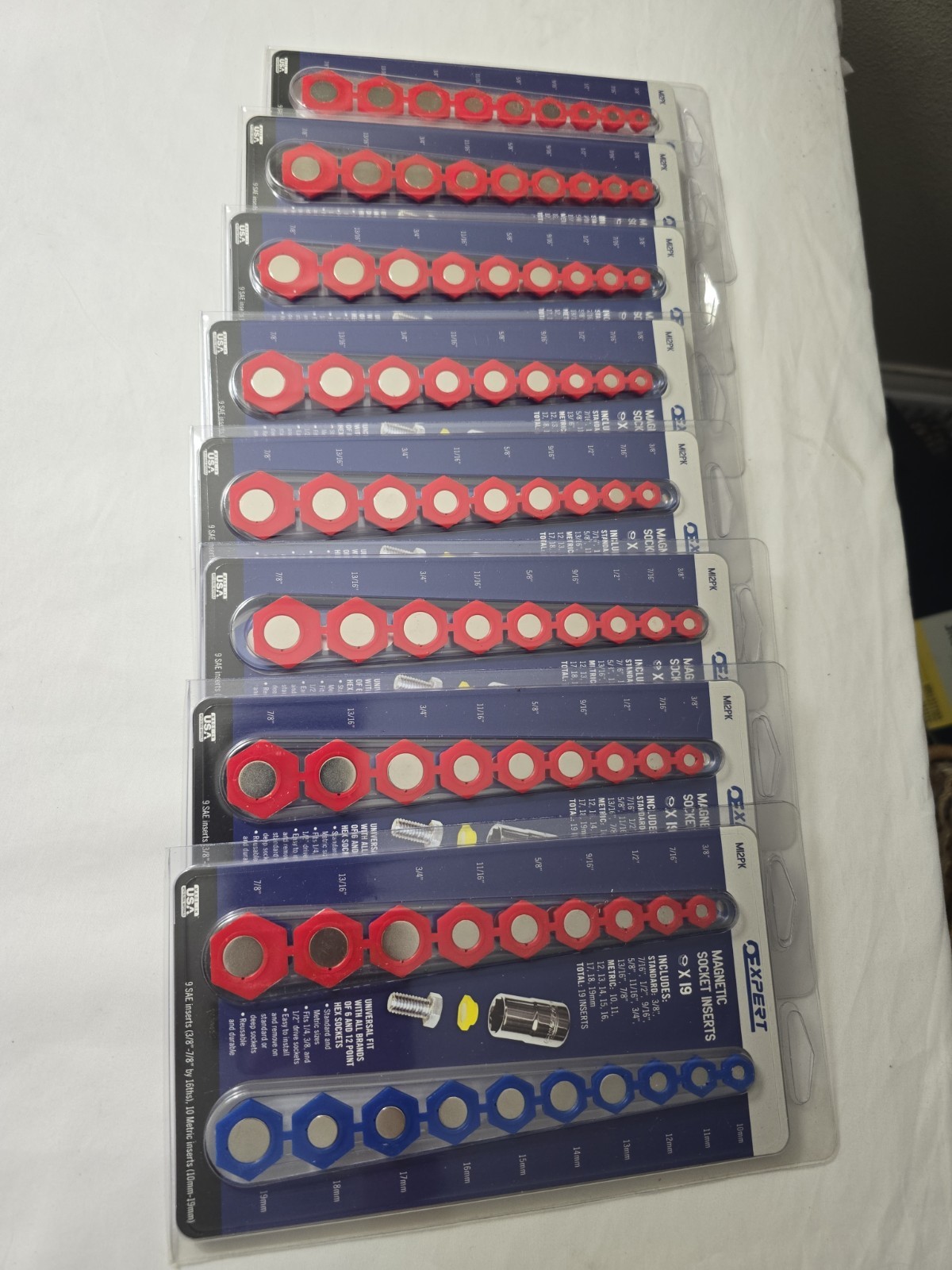 8 Packs-Expert Magnet Socket Insert Set Standard (SAE) and Metric Universal