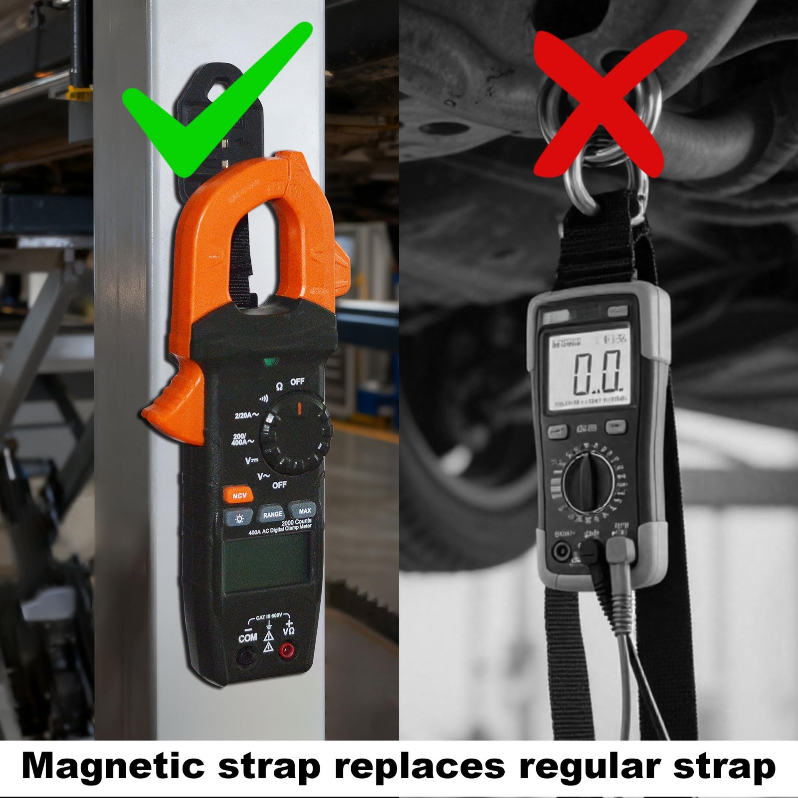 ZIBOO 69417 Rare Earth Magnet Multimeter Hanging Strap Kit Compatible black