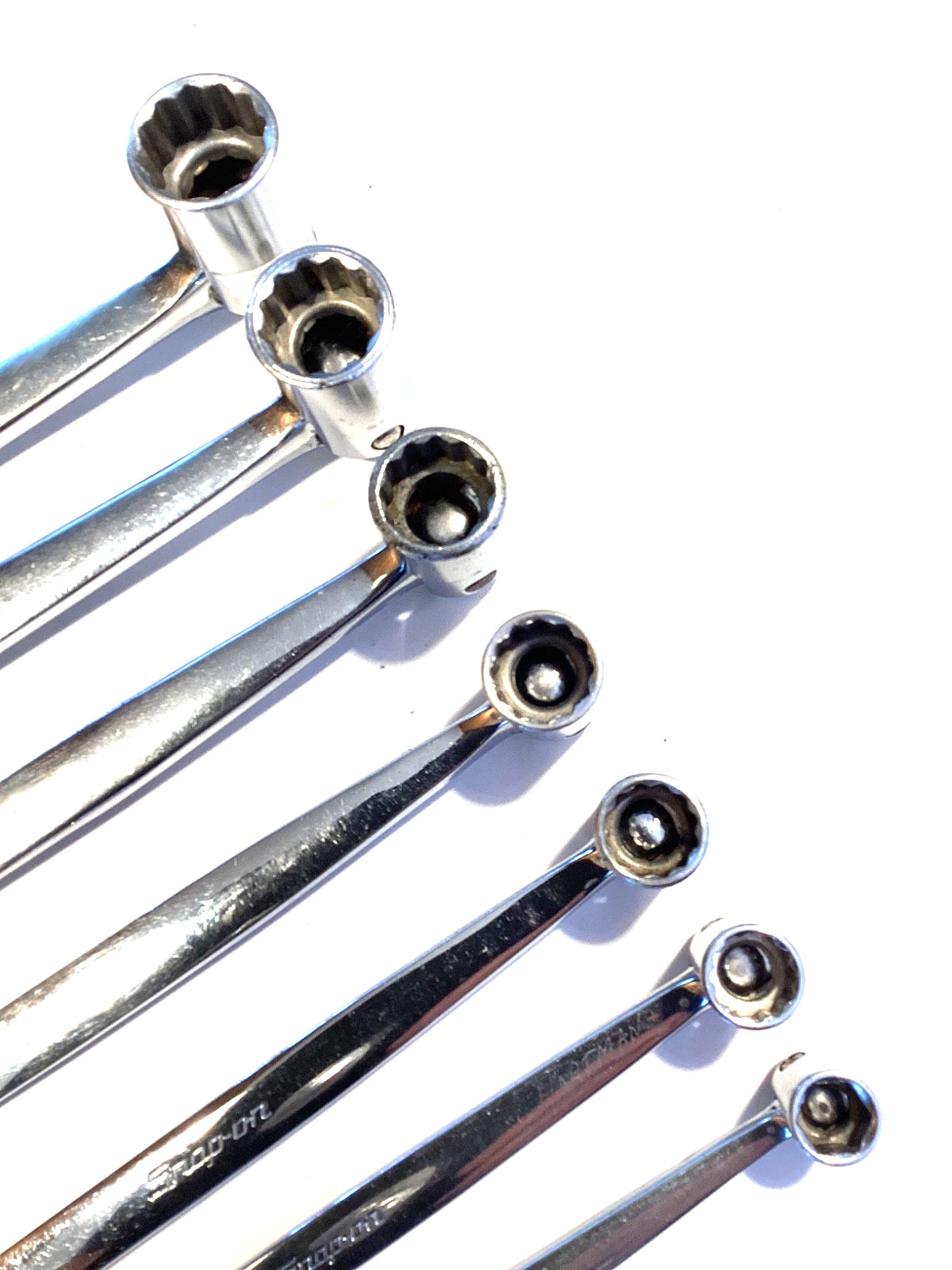 Snap On USA 7 Piece SAE Socket Flex Head Open End Combination Wrench Set FHO607