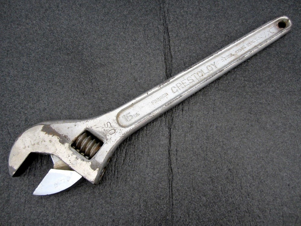 Vintage Crescent 15″ Adjustable Wrench Crestoloy Made in USA