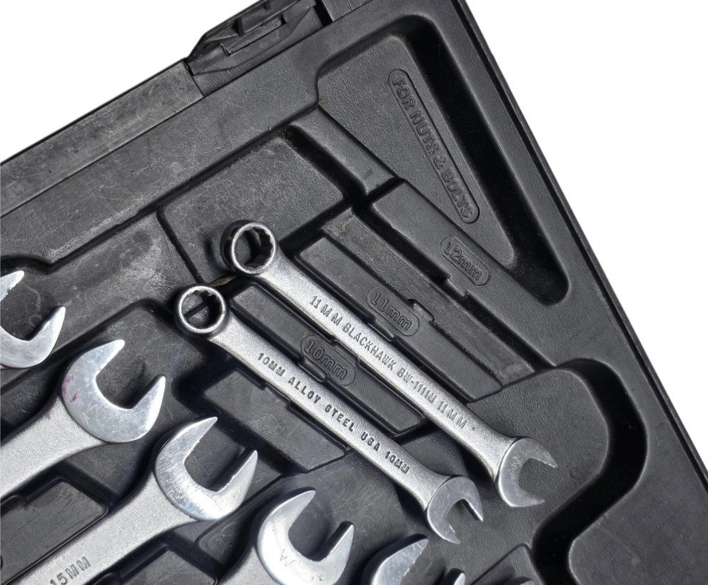 Blackhawk USA 18pc Metric 10-18mm, SAE 1/4-3/4” Satin Combination Wrench Set