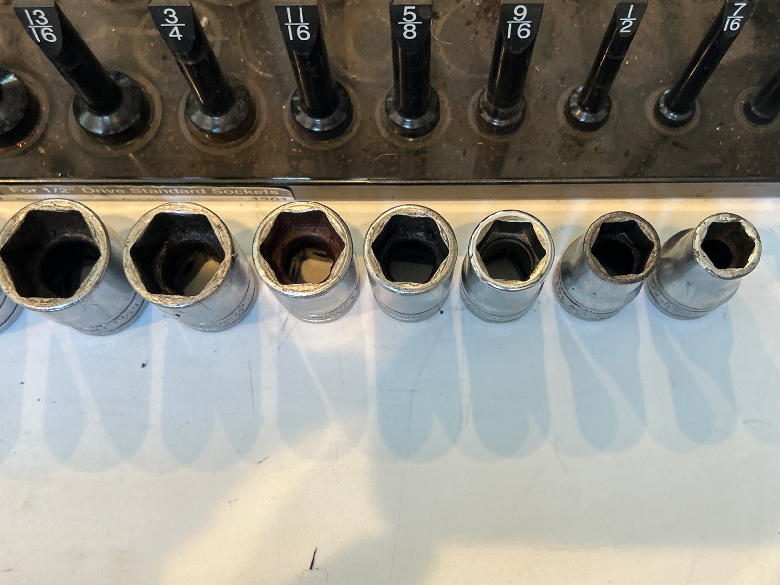 Snap-On 313TWYA 12pc SAE 1/2″ Drive Shallow 6pt Socket Set 1-1/8″ – 7/16″