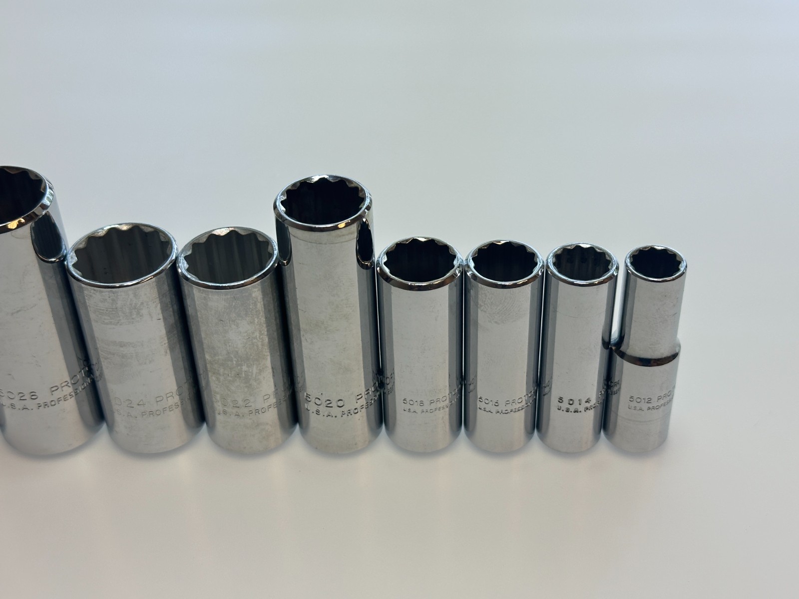 🇺🇸 PROTO Tools USA 11pc SAE 3/8-1″ Deep Socket Set, 3/8” Drive, 12 Point (NOS)