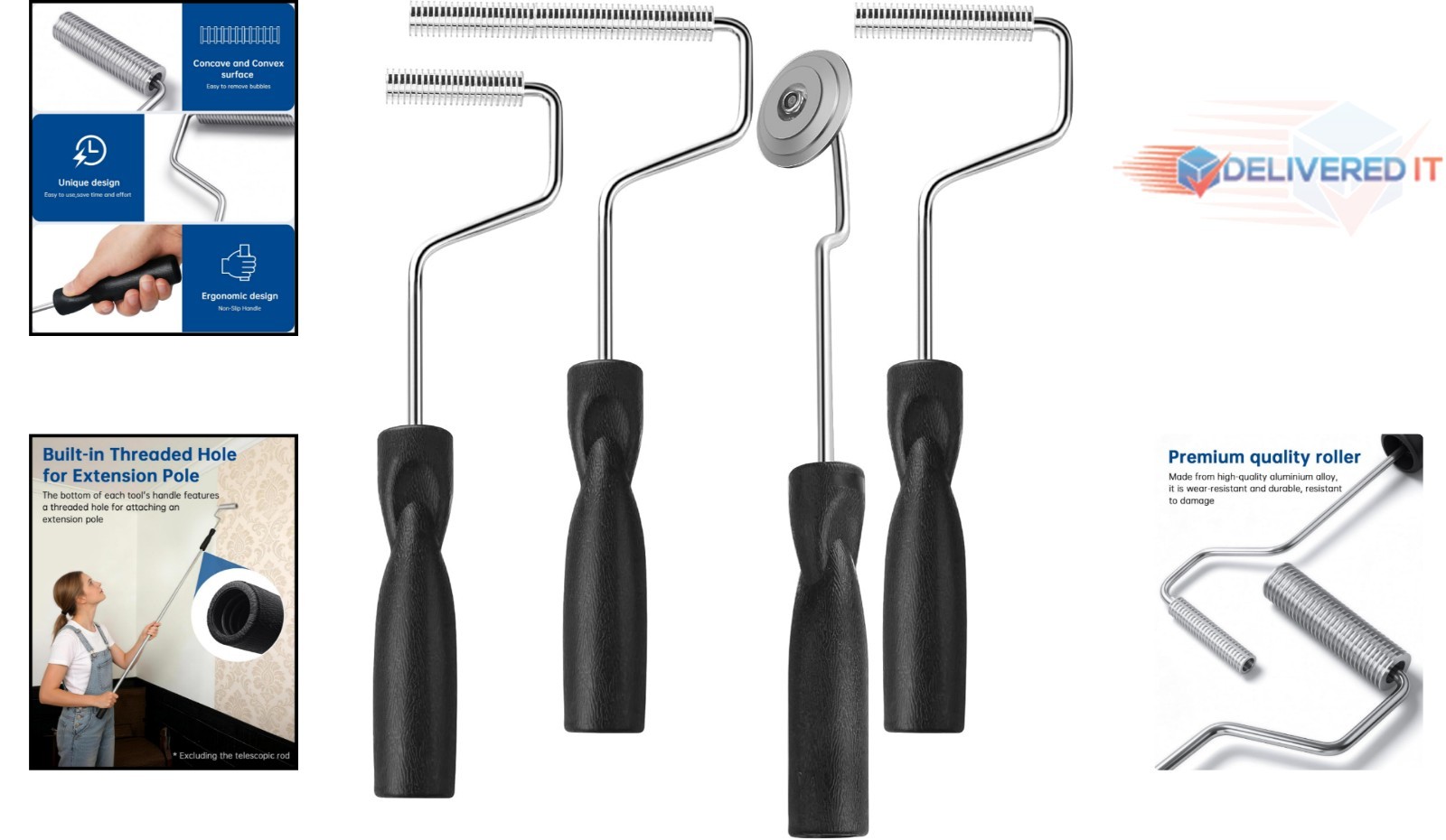 Fiberglass Roller Tools Kit 4Pcs Bubble Paddles Laminating Resin Repair