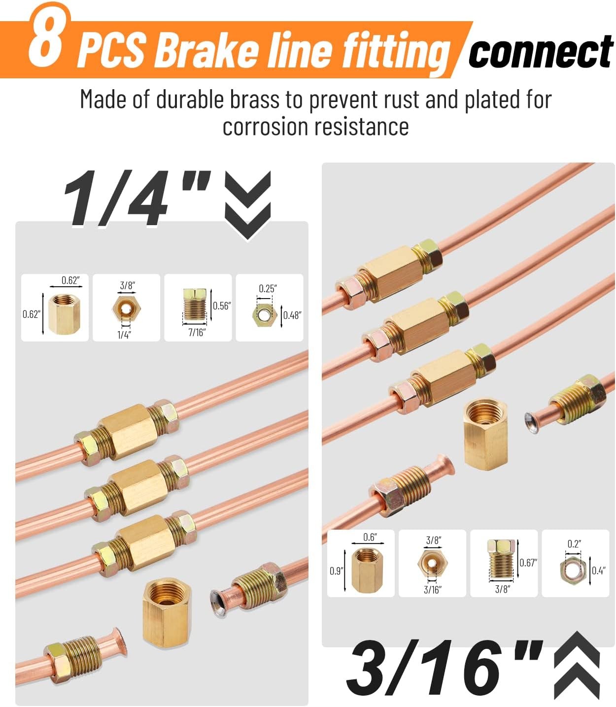 Racewill 25ft 3/16 + 1/4 Copper Coated Brake Line & Double & Single Flaring Tool