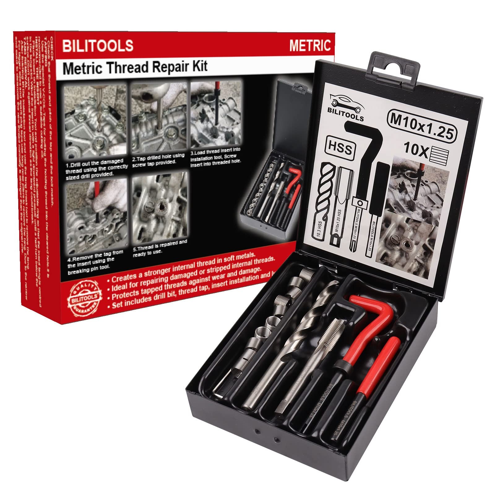 M10x1.25 Thread Repair Kit – HSS Drill Helicoil Metric Repair Solution