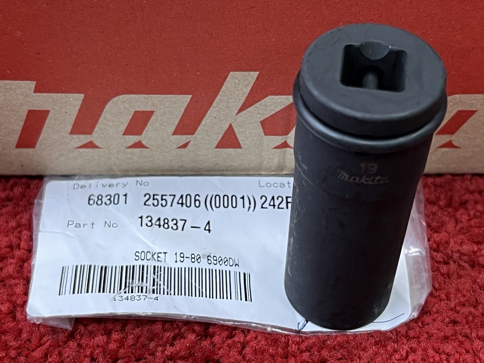 4x Genuine Makita 19mm Impact Socket 80mm long + retaining Pin + O-Ring 1/2”