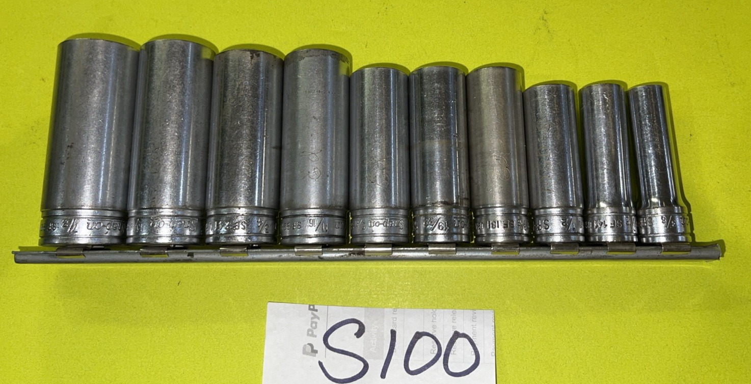 SNAP-ON TOOLS PIECE 3/8 DRIVE SAE. DEEP CHROME 12 POINT SOCKET SET