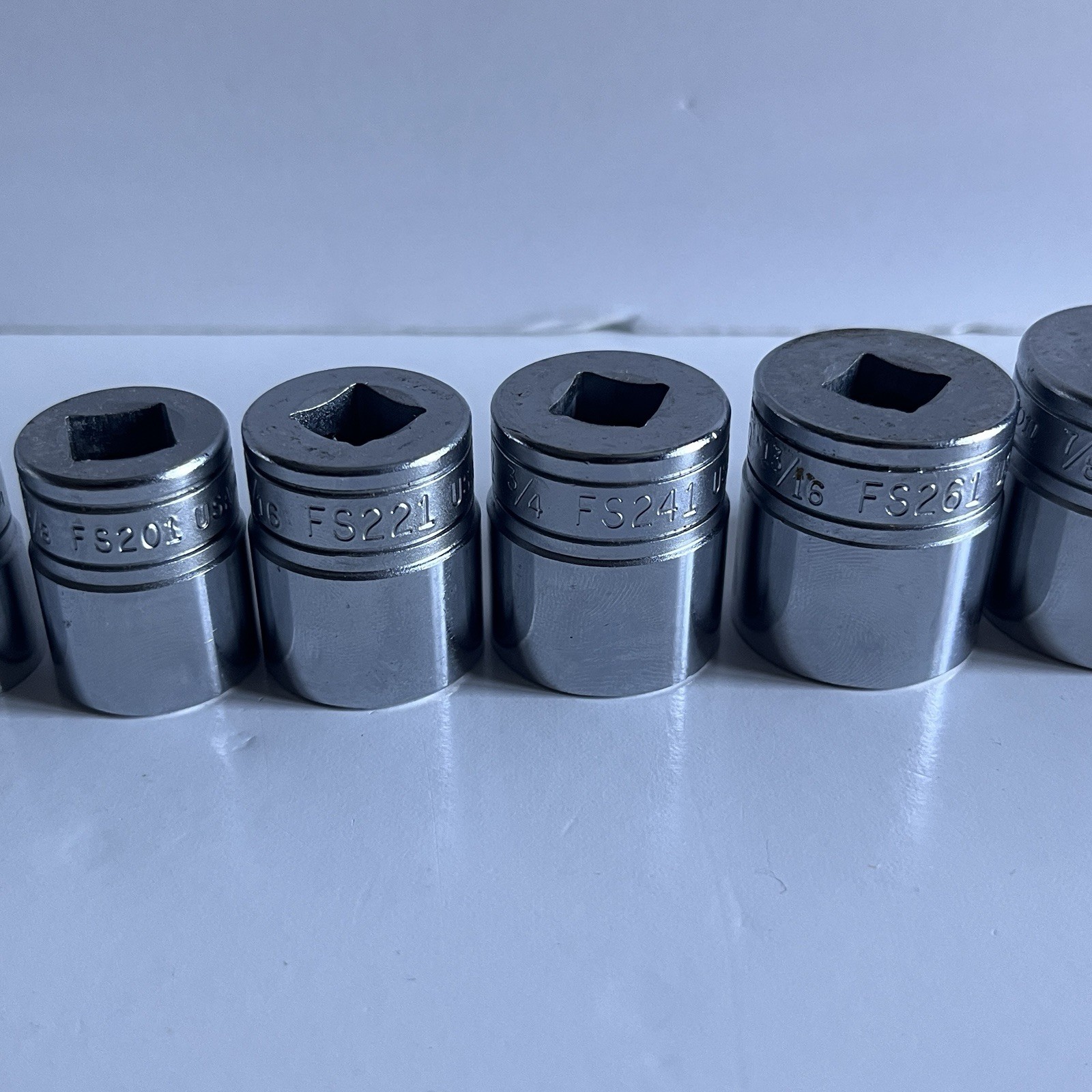 Snap On 10pc SAE Standard Socket FS- Set 3/8″ Drive 6 Point 5/16″ – 7/8″ USA