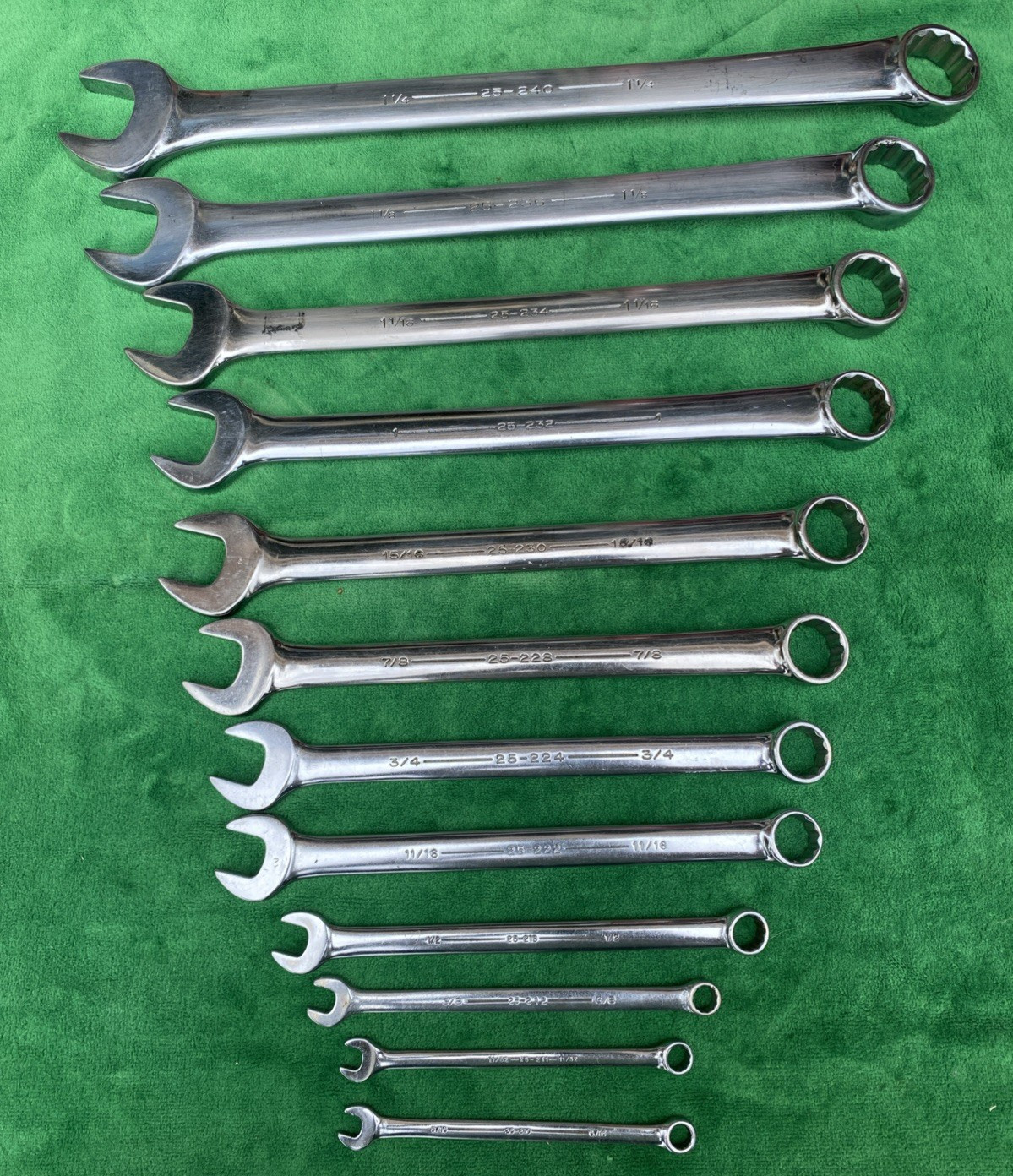 12 PC ARMSTRONG COMBINATION WRENCH SET 5/16” To 1-1/4 USA Vintage USA