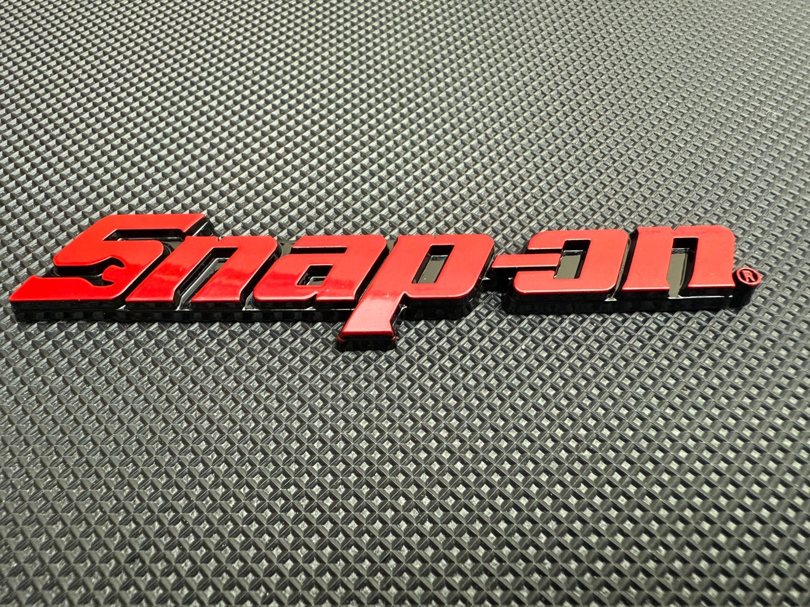 New Snap On LOGO 8” RED METAL Toolbox Roll Cab Badge Logo Emblem Sticker Decal